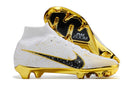 Chuteira Campo Nike Air Zoom Mercurial Superfly 9 Elite FG Branca, Preta e Dourada