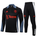 Conjunto Agasalho Treino Manchester United 24/25 - Preto e Cinza