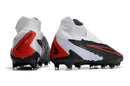 Chuteira Campo Nike Phantom GX DF Elite FG Branca, Preta e Vermelha